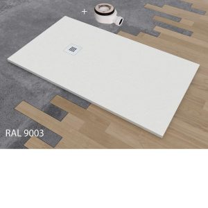 Plato de ducha de resina con rejilla y válvula